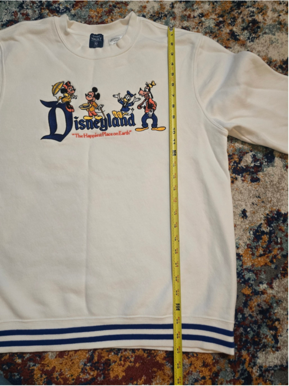 Disneyland Vault 70th Anniversary Embroidered Crewneck Sweatshirt Cream Blue M - Picture 6 of 9